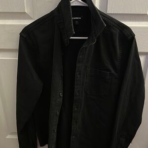 Express Black Button-Up Denim Jacket